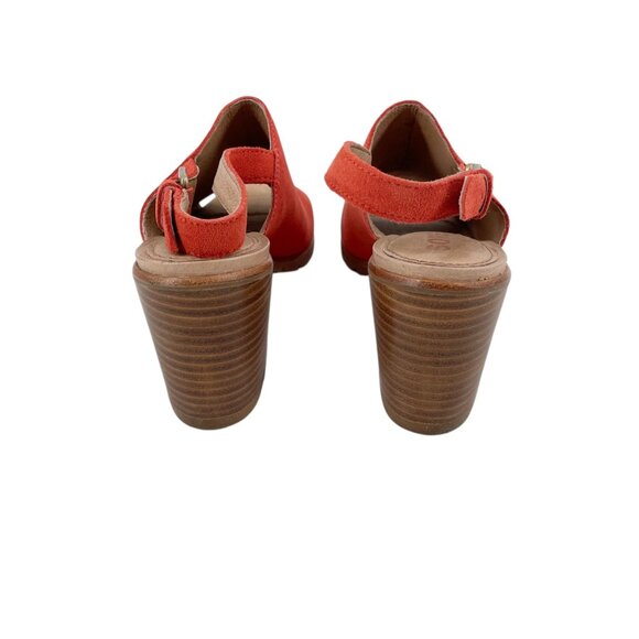 Sorel Nadia Slingback Block Heeled Orange Suede Sandals Heels Womens Size 8 - Picture 2 of 7